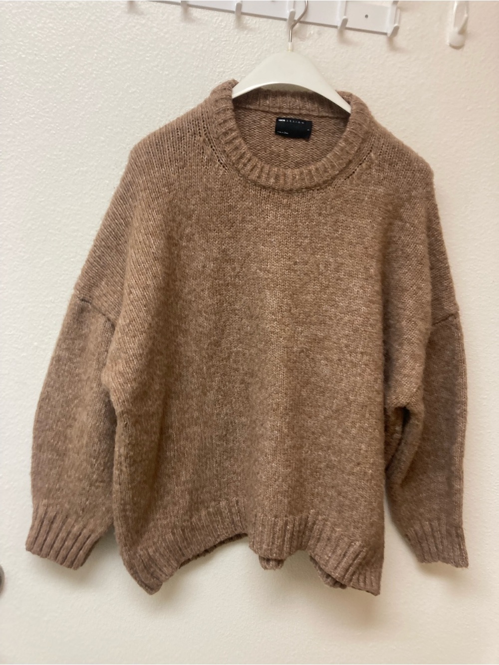ASOS DESIGN Brown Crew Neck Balloon Sleeves Cozy Pullover Sweater (L)